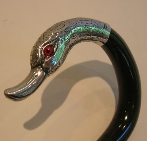 fig 3. Grand Antique Silver Swan Cane Handled Magnifying Glass