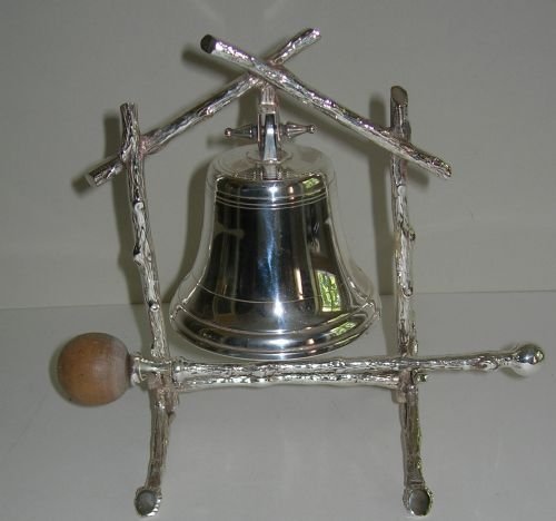 Unusual English Victorian Silver Plated Bell Shaped Gong