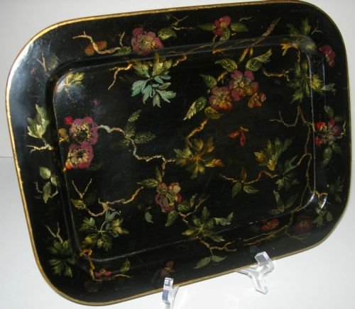 Early Antique English Papier Mache Hand Painted Chinnoiserie Tray - Stunning