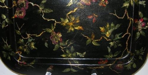 fig 1. Early Antique English Papier Mache Hand Painted Chinnoiserie Tray - Stunning