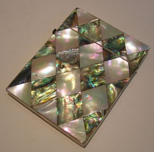 Antique English Mother of Pearl and Abalone Shell Visiting Card Case