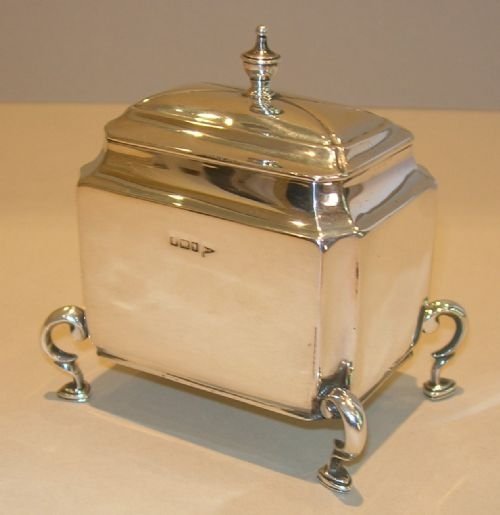 Antique Solid / Sterling Silver Tea Caddy - Walker and Hall