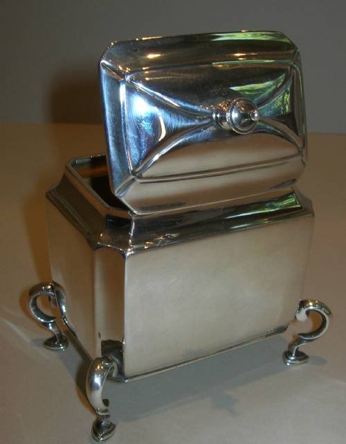 fig 1. Antique Solid / Sterling Silver Tea Caddy - Walker and Hall