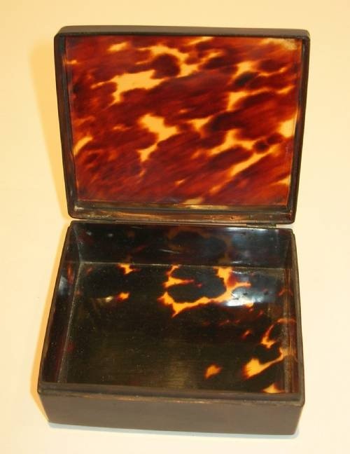 fig 1. Antique English Tortoise Shell Box - Original Label