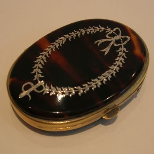 Antique Tortoise Shell Coin Purse - Silver Pique Inlay