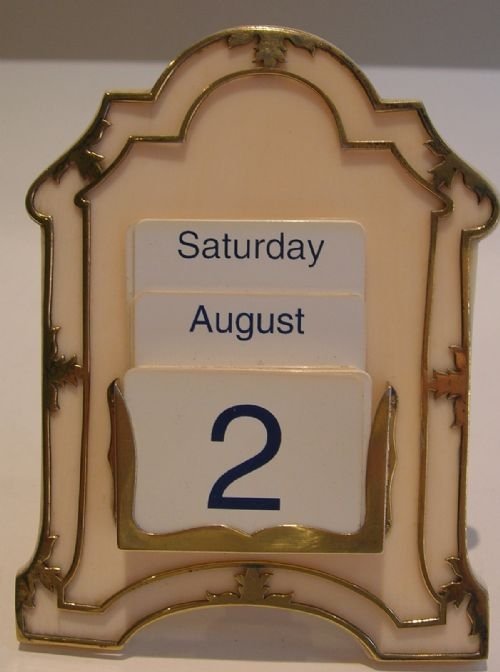 English Antique Ivory and Silver Gilt Perpetual Desk Calendar310