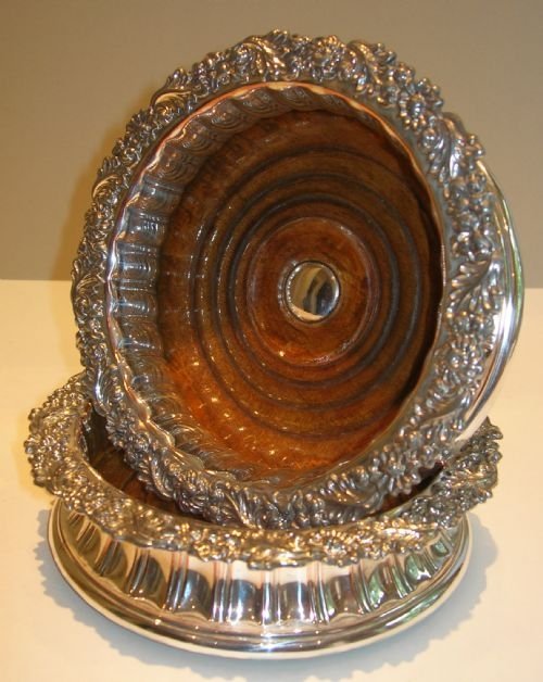 Pair Georgian Old Sheffield Plate Wine Coasters C.1820
