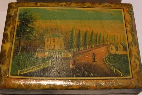 fig 3. Spectacular Hand Painted Spa Games Counter Box c. 1800