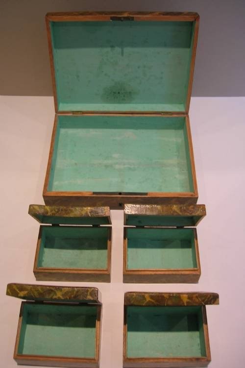 fig 1. Spectacular Hand Painted Spa Games Counter Box c. 1800