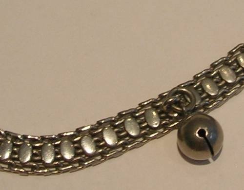 fig 1. French Antique Nickel Dog Collar With Two Bells