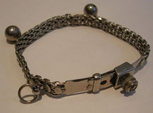 French Antique Nickel Dog Collar with Two Bells