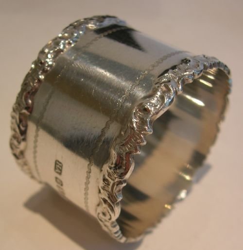 fig 1. Top Quality English Victorian Sterling Silver Napkin Rings - Boxed Pair