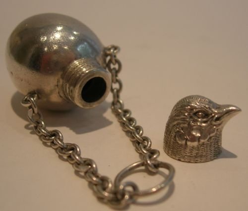 fig 1. Antique English Novelty Sterling Silver Scent Bottle - Bird / Egg