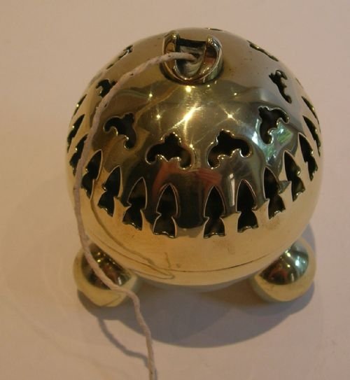 fig 1. Unusual Antique English Spherical String Box / Dispenser With Cutter
