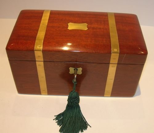 fig 1. Antique English Brass Bound Campaign / Military Style Tea Caddy