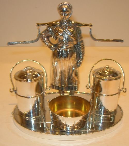 Antique English Figural Cruet - Milk Maid - Design Registration Mark for 1871