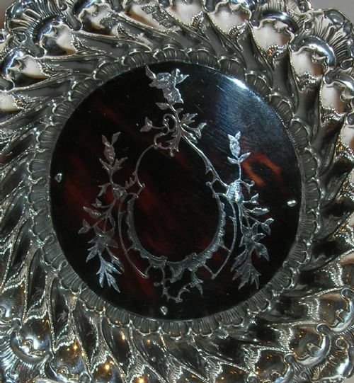 fig 1. Antique Sterling Silver and Tortoise Shell Bowl - Silver Pique - 1894