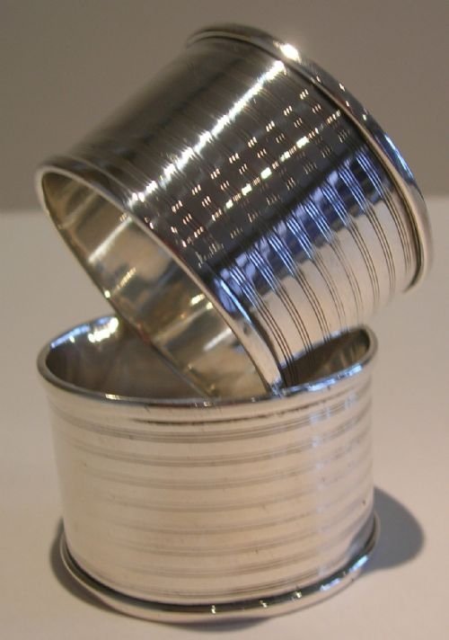 Handsome Pair English Sterling Silver Napkin Rings
