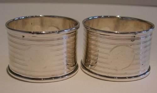 fig 1. Handsome Pair English Sterling Silver Napkin Rings