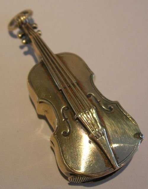 Unusual English Musical Brass Vesta / Match Strike - Cello