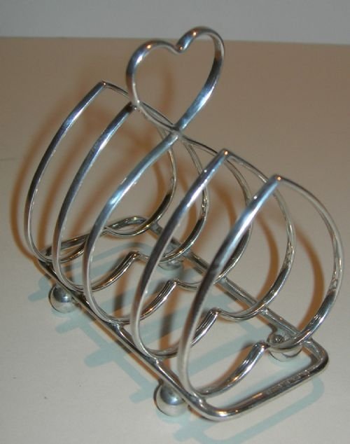 fig 1. Antique Heart Shaped Sterling Silver Toast Rack / Letter Holder
