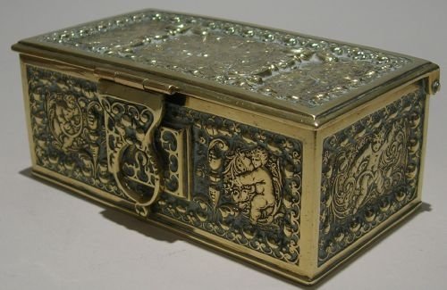 fig 1. Adorable Heavy Cast Jewelry Casket / Box - Cherubs - French