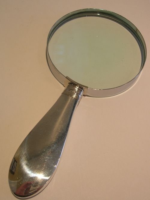 fig 1. Antique Silver and Tortoise Shell Handled Magnifying Glass