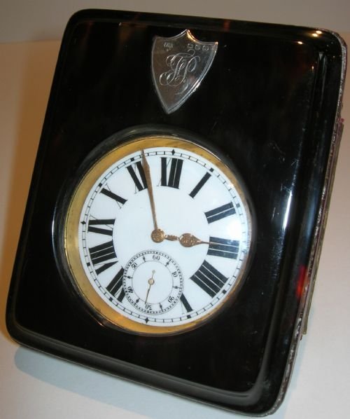 Handsome Antique Travelling Pocket Watch in Case - Tortoise Shell