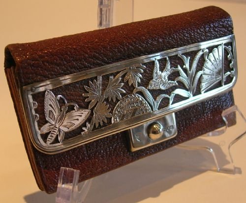 Stunning Antique Silver Mounted Change Purse / Card Holder - 1900