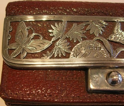fig 1. Stunning Antique Silver Mounted Change Purse / Card Holder - 1900