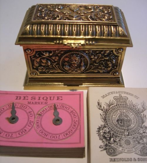 Rare Quality Antique Bezique / Playing Card Box - Registered 1887