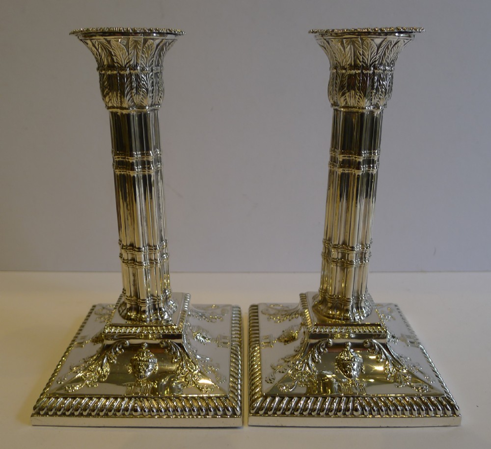 Stunning Antique English Candlesticks In Silver Plate c.1890