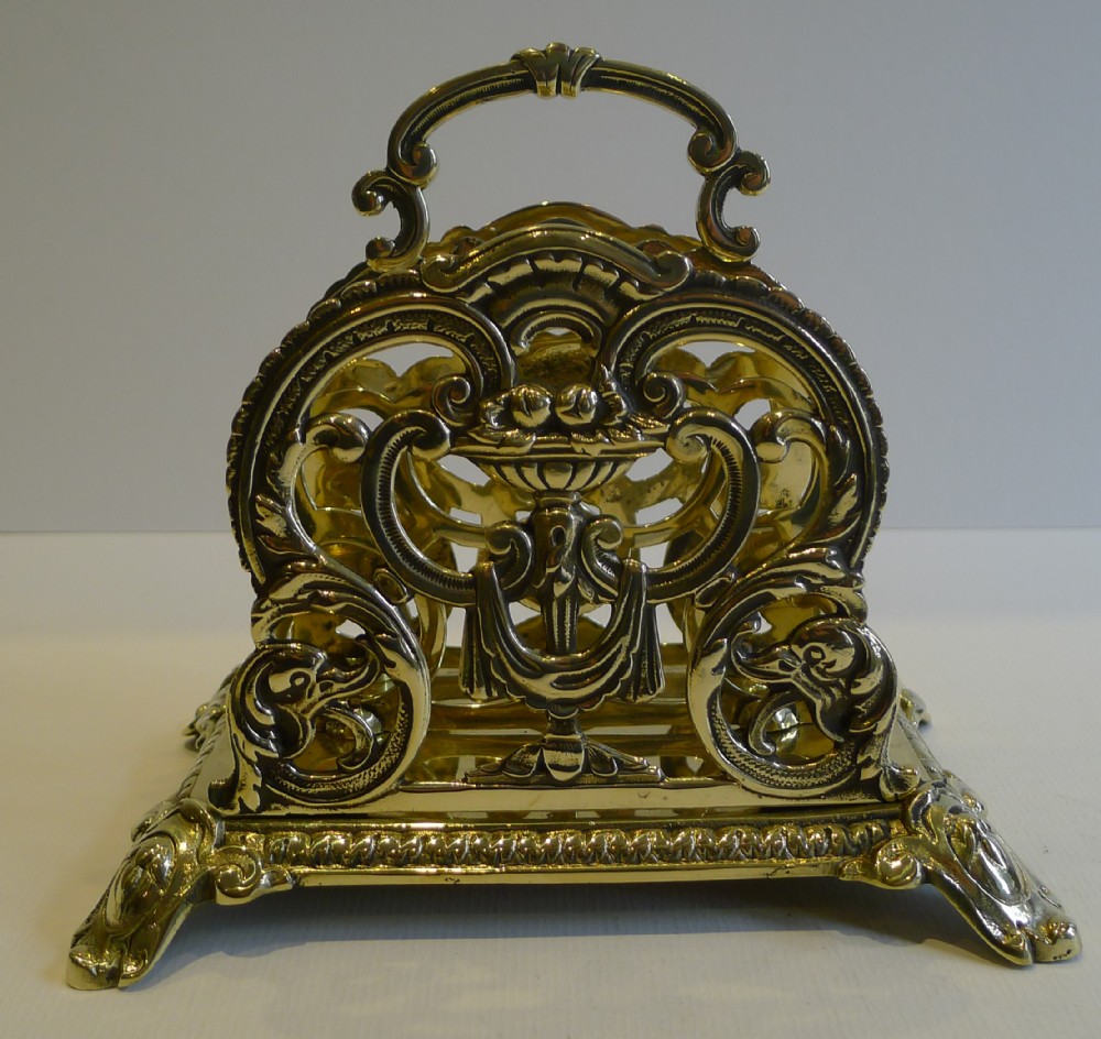 Elegant Antique French Brass Letter Rack or Holder c.1890