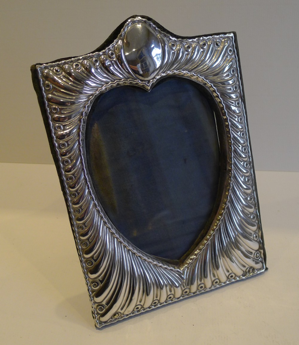 Antique English Sterling Silver Heart Photograph Frame by William Comyns