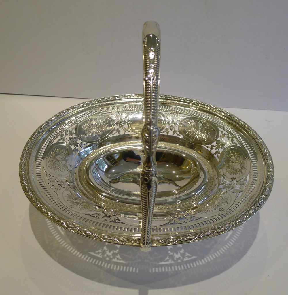 Antique English Silver Plated Cake Basket by Roberts & Belk c.1880
