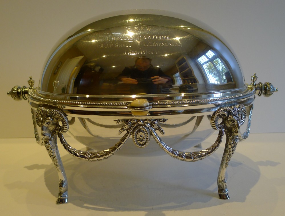 Magnificent Antique English Revolving Breakfast Dish by Martin Hall - Rowing Interest