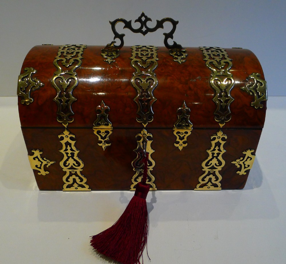Antique English Brass Mounted Casket by Halstaff & Hannaford c.1860