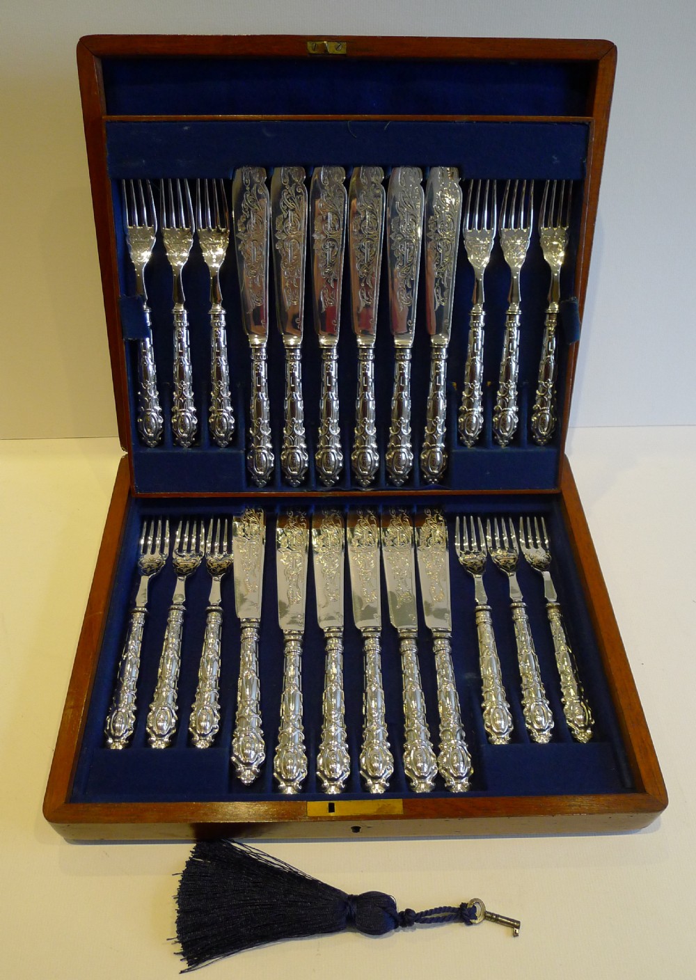 Stunning Set Antique English Fish Knives & Forks by Mappin Brothers c.1880