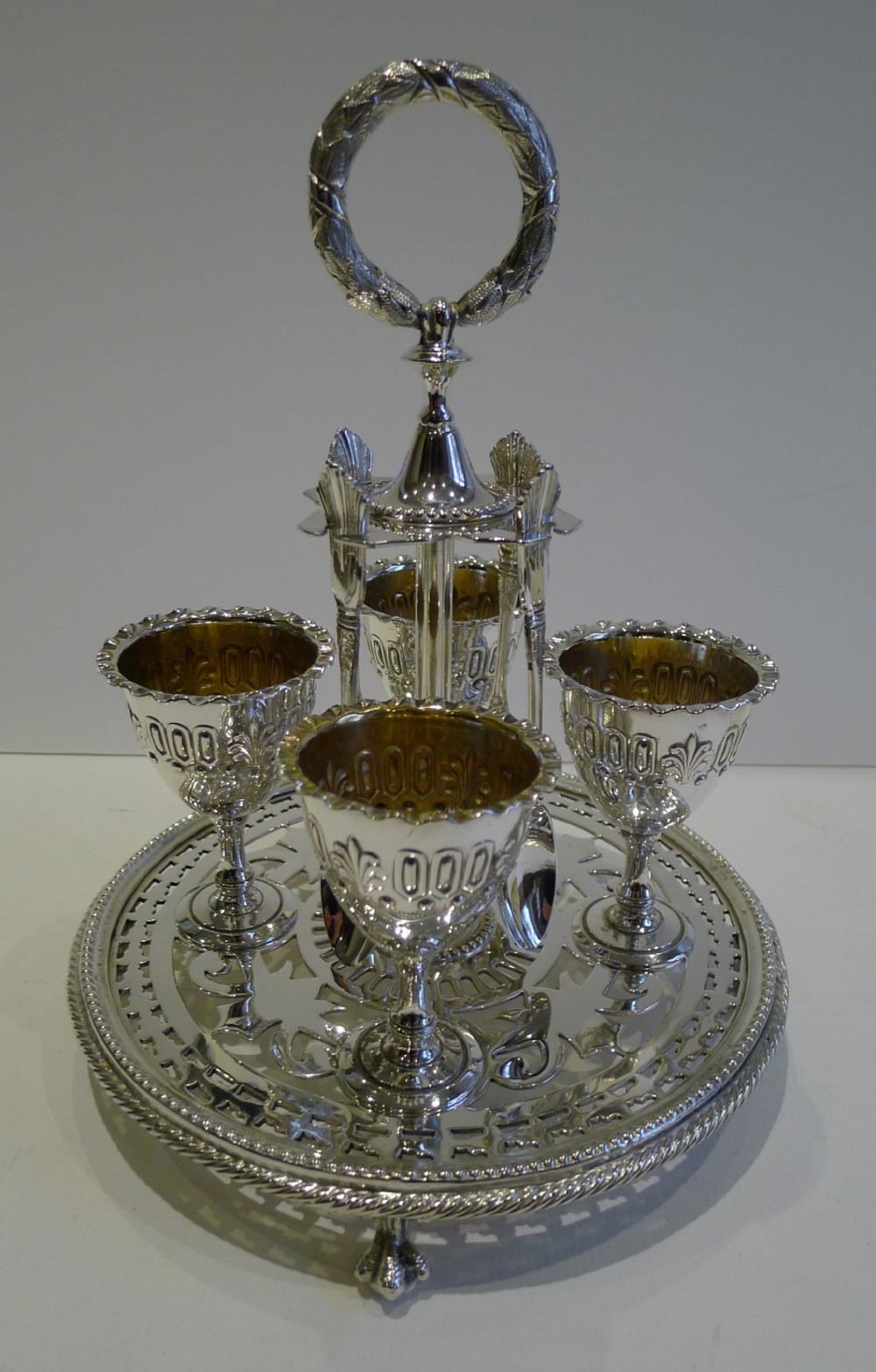 Handsome Antique English Silver Plated Egg Cruet by Walker & Hall c.1900