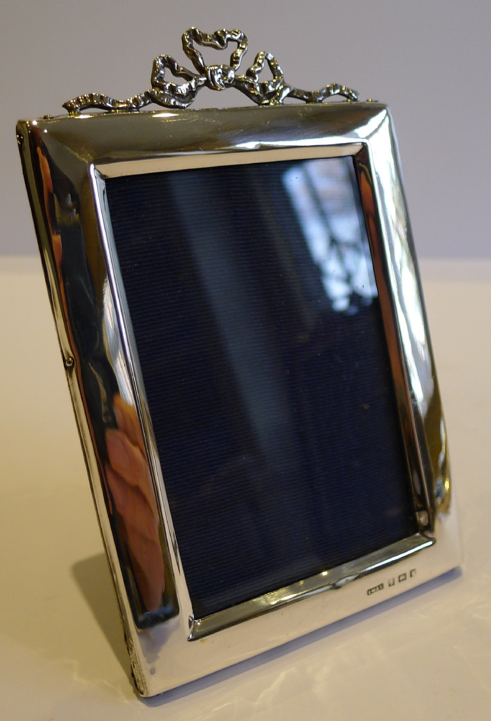 Antique English Sterling Silver Photograph Frame With Bow Mount - 1905