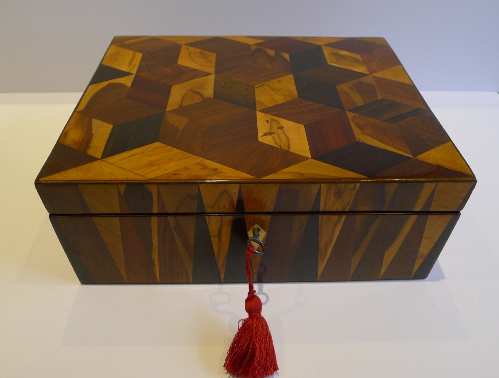 English Georgian Tunbridge Ware Jewelry or Table Box c.1820