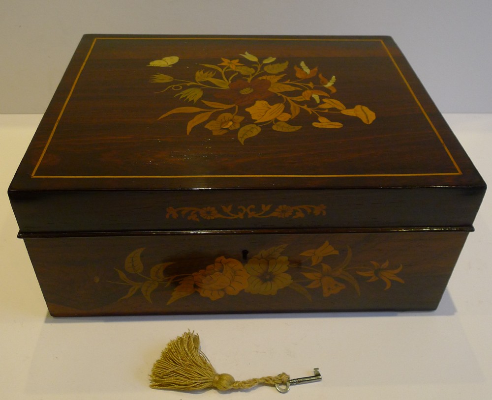 Magnificent English Regency Harewood Inlaid Rosewood Jewellery Box c.1820