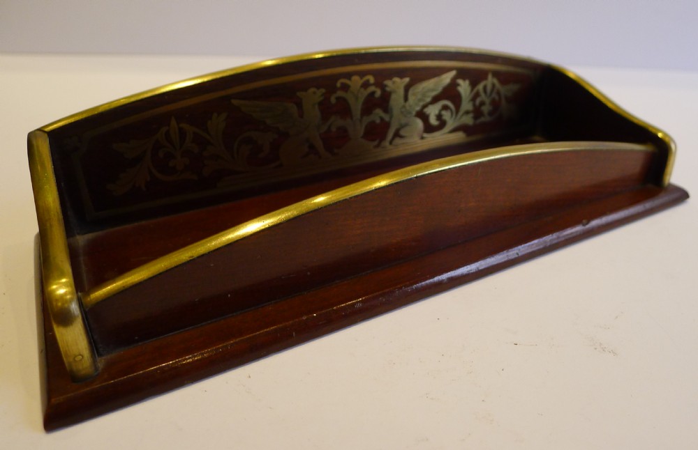 Antique French Brass Inlaid Pen Tray - Louvre, Paris c.1890