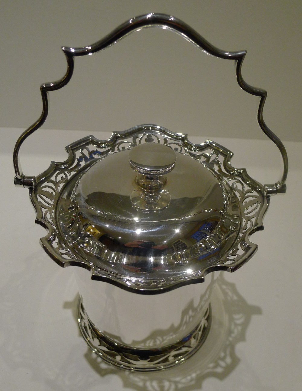 Unusual Antique English Silver Plated Biscuit Box c.1890 by Martin Hall & Co.