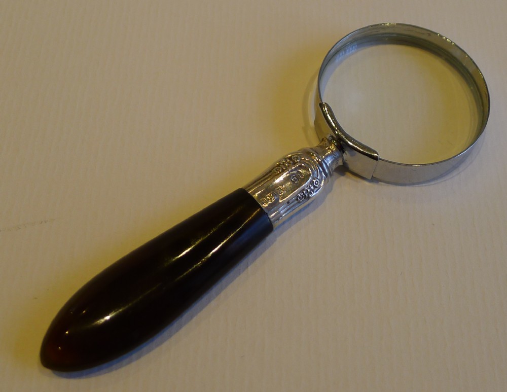 Small Antique Tortoiseshell & Sterling Silver Magnifying Glass