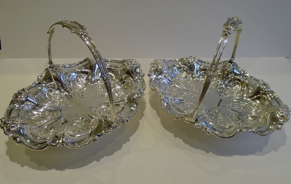 Pair Antique English Silver Plated Baskets c.1880