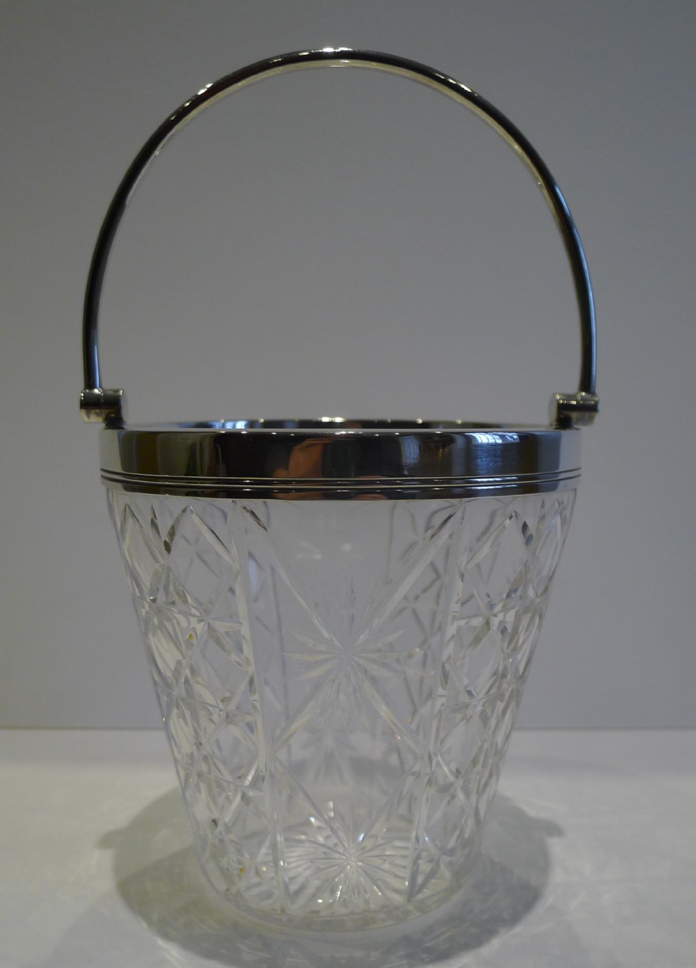 Antique English Cut Crystal & Silver Plated Ice Bucket c.1910