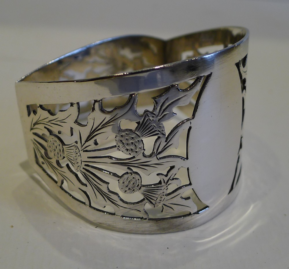 Scottish Sterling Silver Napkin Ring - Edinburgh 1927 - Thistles