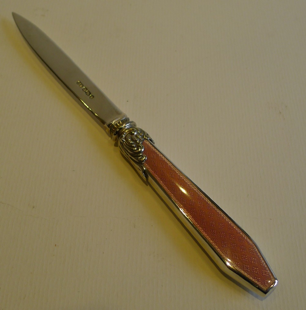 Fabulous Sterling Silver & Guilloche Enamel Letter Opener - 1933