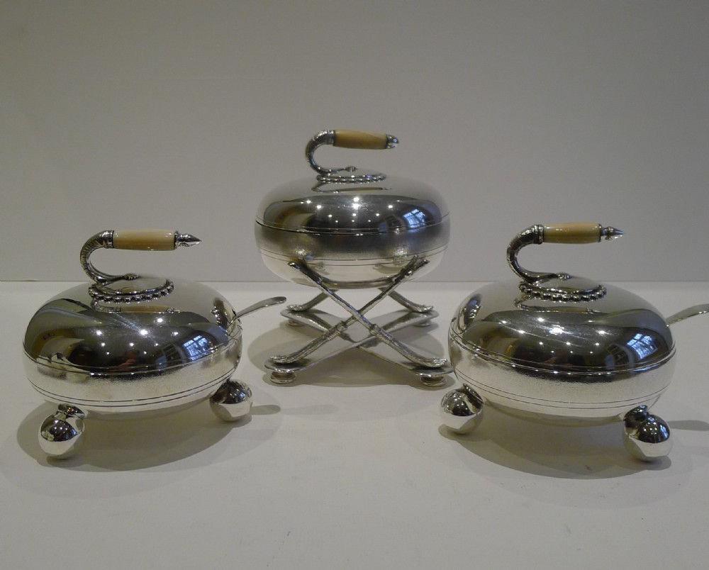 Antique English Curling Stone Serving Dishes by Fenton Brothers, Sheffield